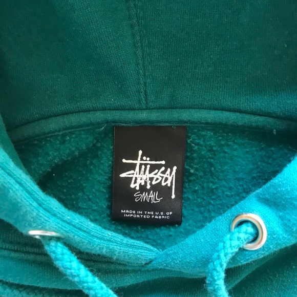 Stussy cropped sweatshirt Hoodie S Snake Graphic Print No 4 Teal blue green - Picture 4 of 5